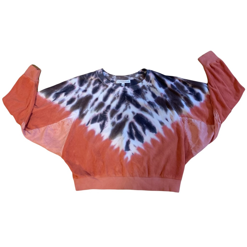 Young Fabulous & Broke Sweatshirt Boho Coral Purple Tie-Dye Crew Neck Women’s XS